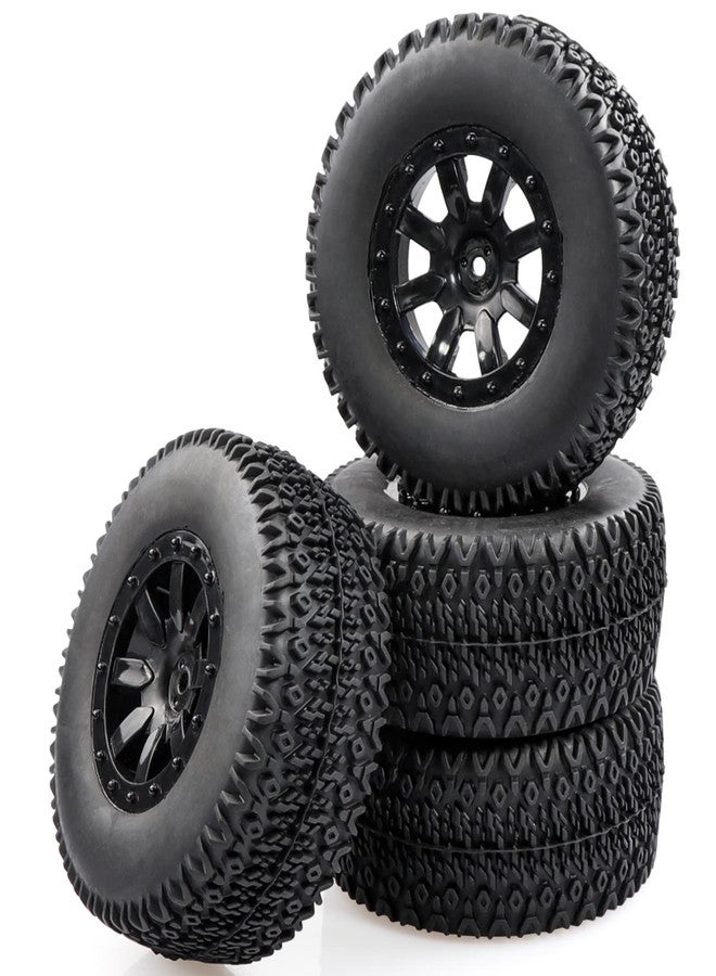 Aimrock 1/10 Glued 12mm Hex Short Course SC Trucks Wheels and Tires Combo, OD 4.3'' for Slash 2WD 4WD Blackout Losi Tenacity Off-Road Car, Set of 4 - Image 1